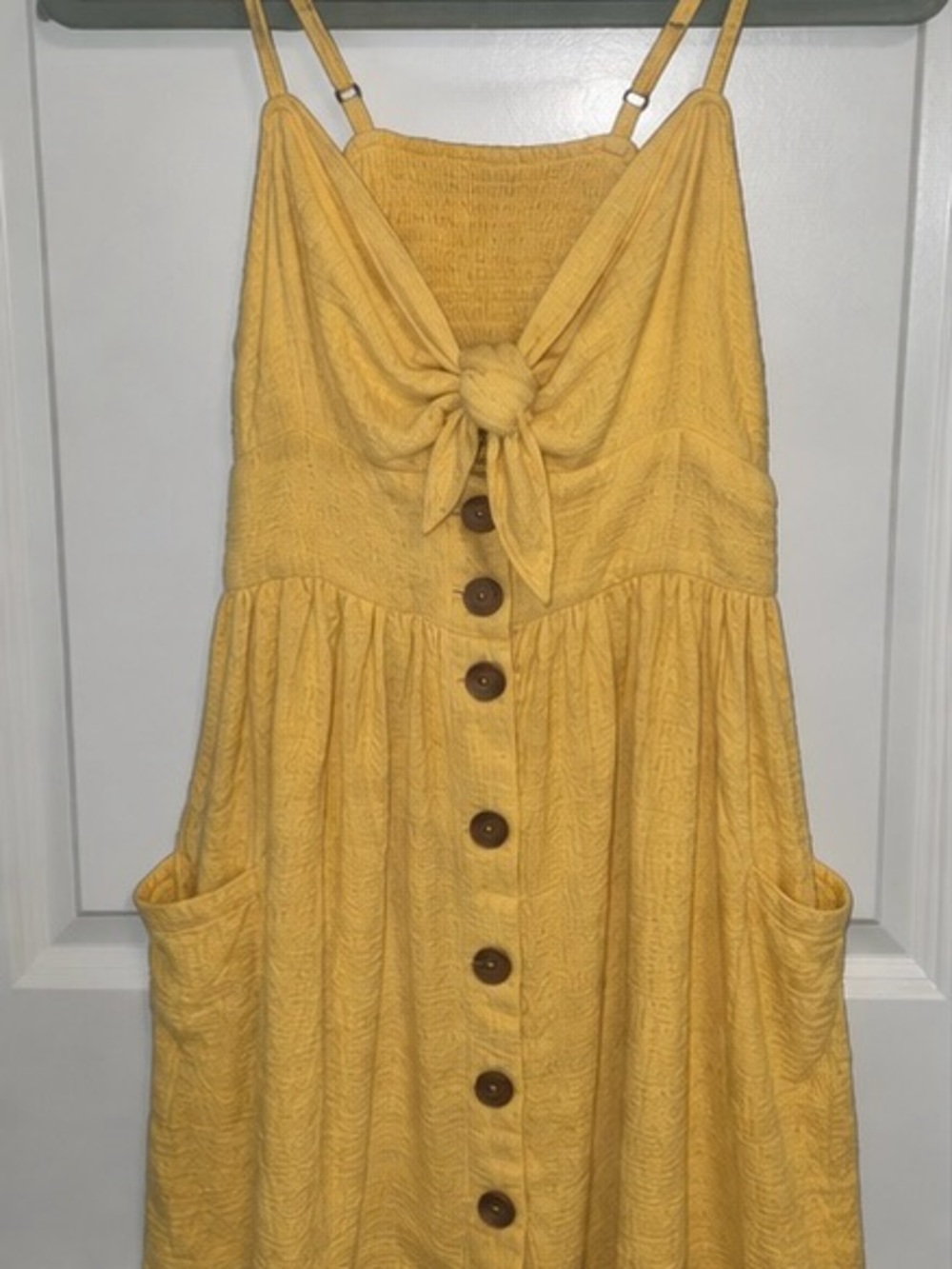 Roxy Yellow Tie-Front Sundress with Button Front